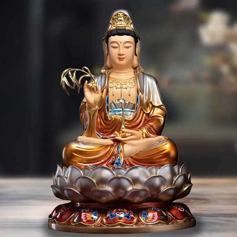 Tượng Bồ tát Quán Thế Âm hoa sen ngồi bằng đồng