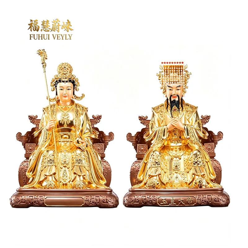 Bộ tượng Ngọc Hoàng và Vương Mẫu bằng vàng đồng