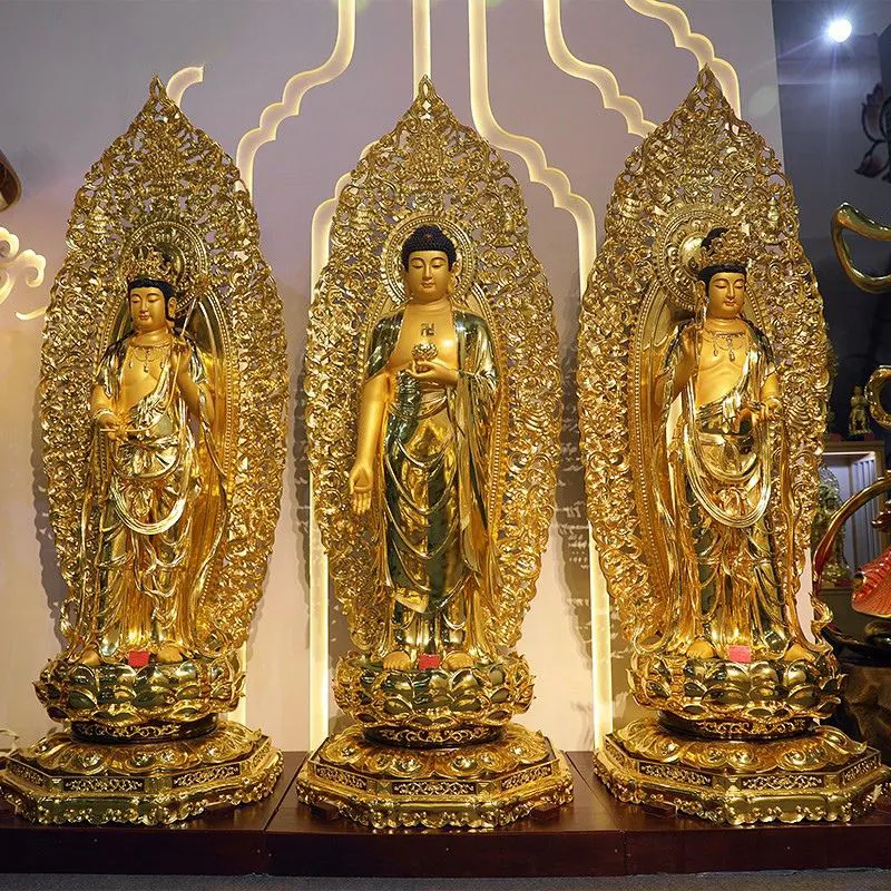 Tượng phật ba vị thánh phương Tây bằng đồng nguyên chất
